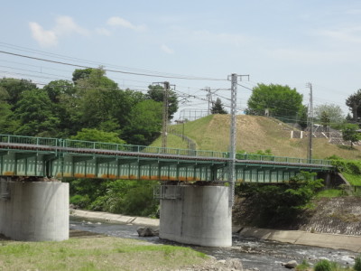 上川橋から望むJR中央本線と『木落し公園』 